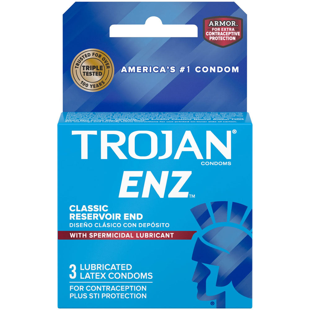 Trojan ENZ Armor Spermicidal Lubricated Condoms - 3 Pack - Latex
