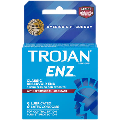 Trojan ENZ Armor Spermicidal Lubricated Condoms - 3 Pack - Latex