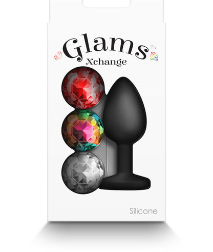 Glams Xchange Round Small Accessory with Interchangeable Gems - Black