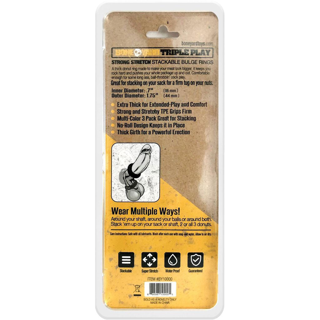 Rascal Triple Play Cock Ring – Multi-Color Set with Thick Girth