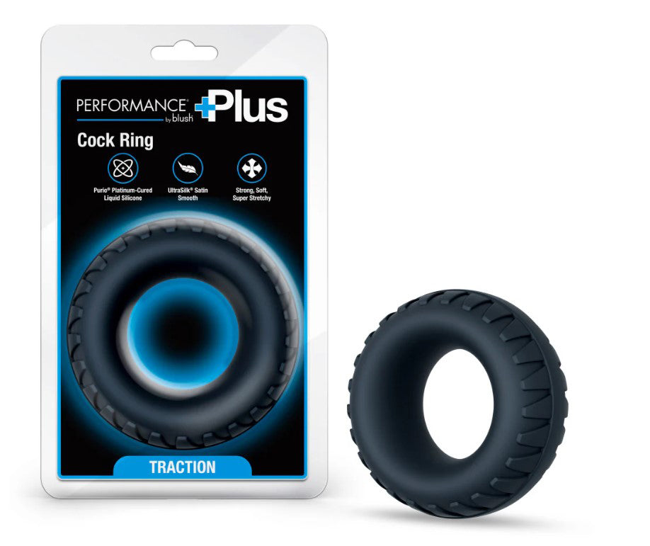 Blush Performance Plus Traction Platinum-Cured Liquid Silicone Cock Ring – Black