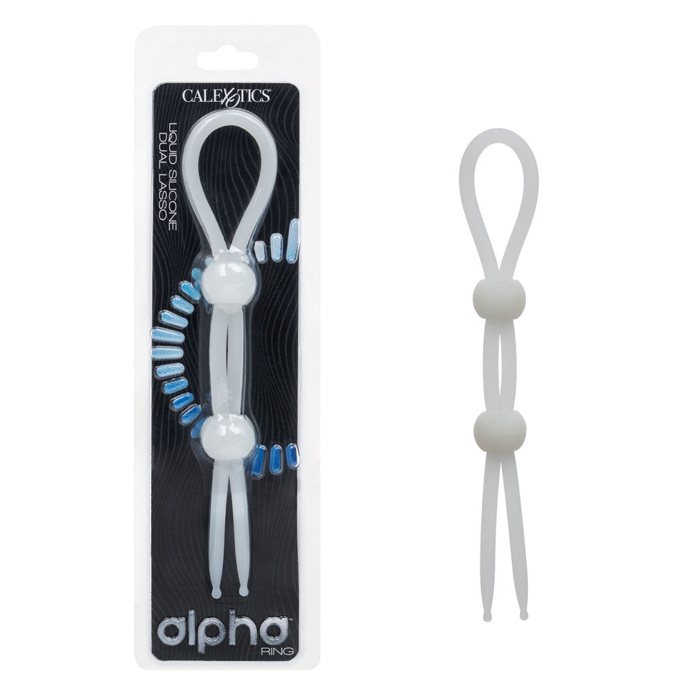 CalExotics Alpha Liquid Silicone Dual Lasso – Adjustable Waterproof Enhancer – White