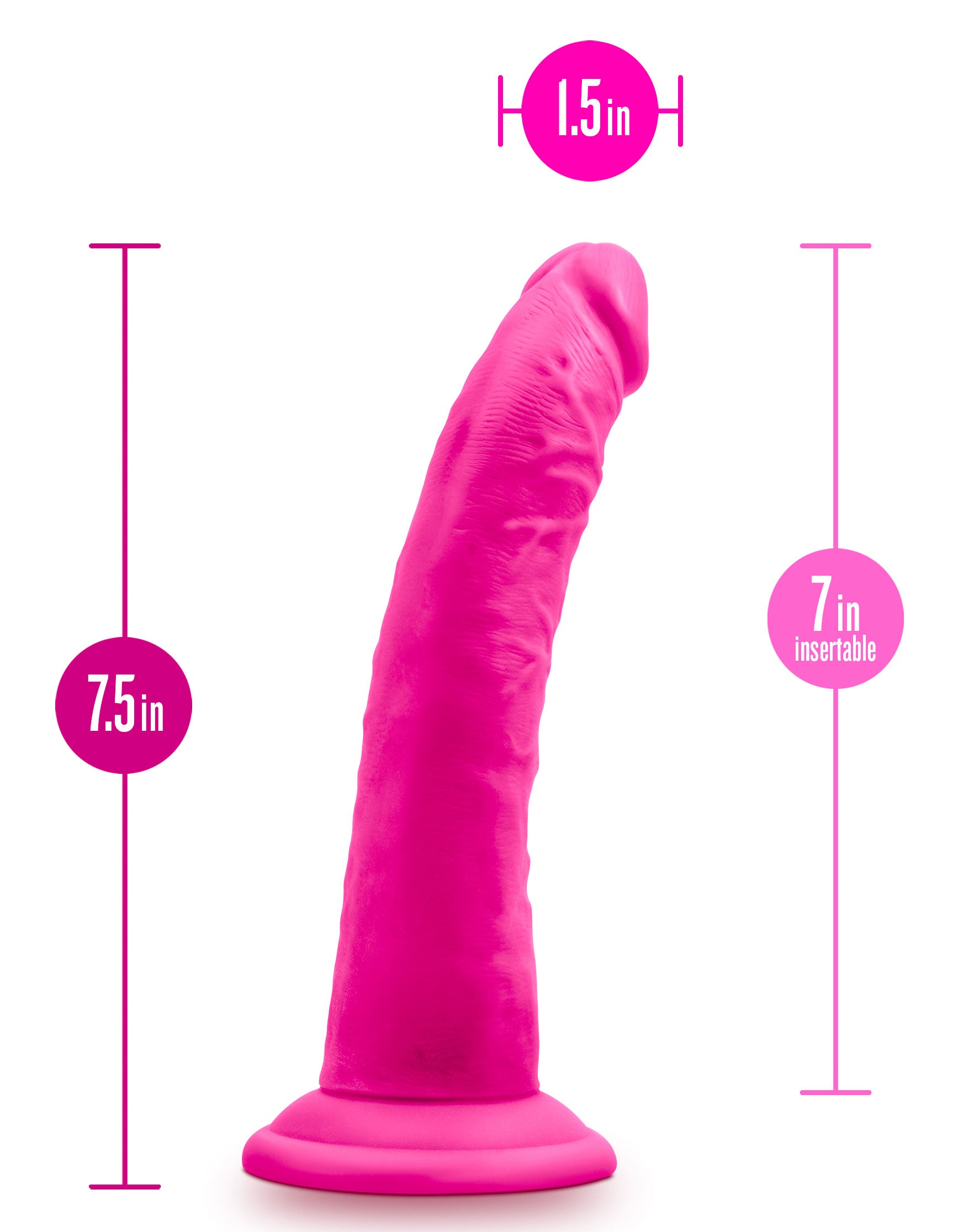 Au Naturel Bold Jack 7 Inch Dildo with Suction Cup - Pink