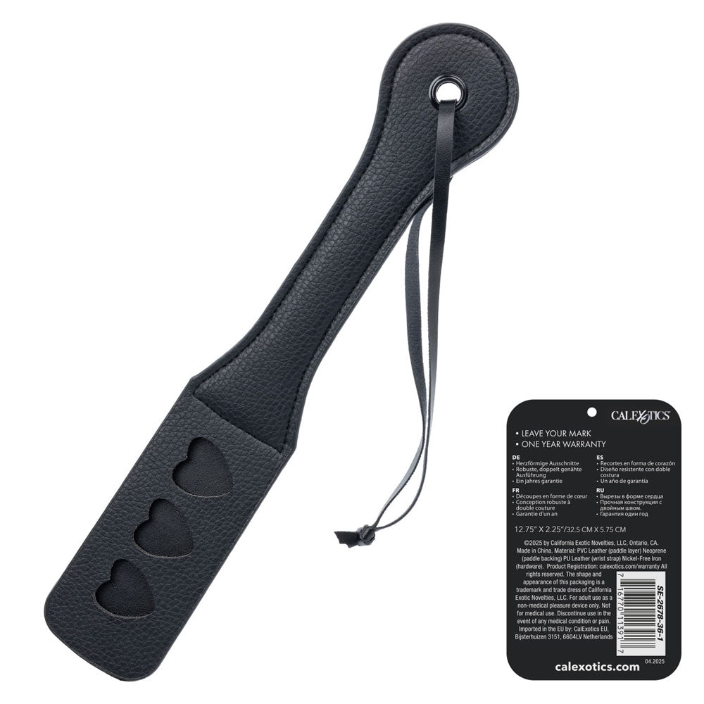 CalExotics Nocturnal Collection Heart Throb Paddle - Black - Durable Double-Stitched Design