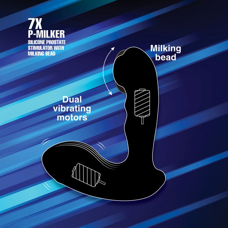 XR Brands 7x P-Milker Silicone Prostate Stimulator with Remote Control – Black