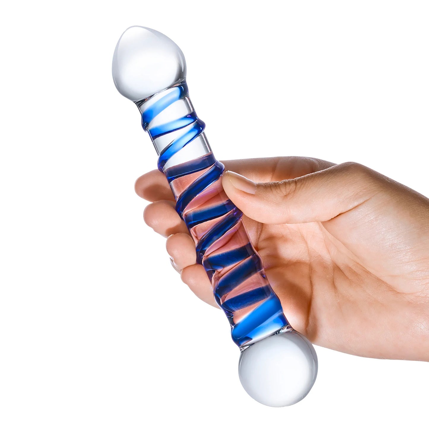 Electric Novelties 6.5 Inch Spiral Dildo – Blue – Borosilicate Glass