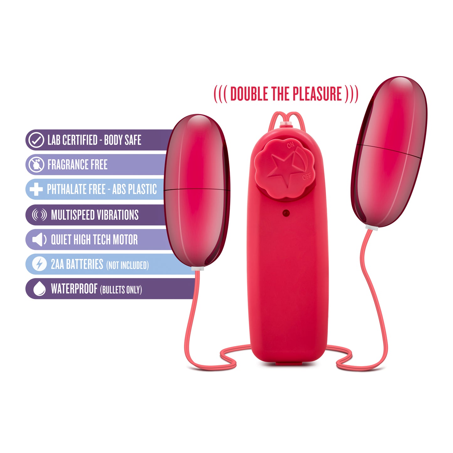 Blush B Yours Double Pop Eggs - Multi-Speed Vibrating Eggs - Cerise