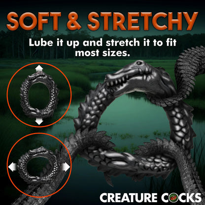 Black Caiman Silicone Cock Ring – Phthalate Free – Black