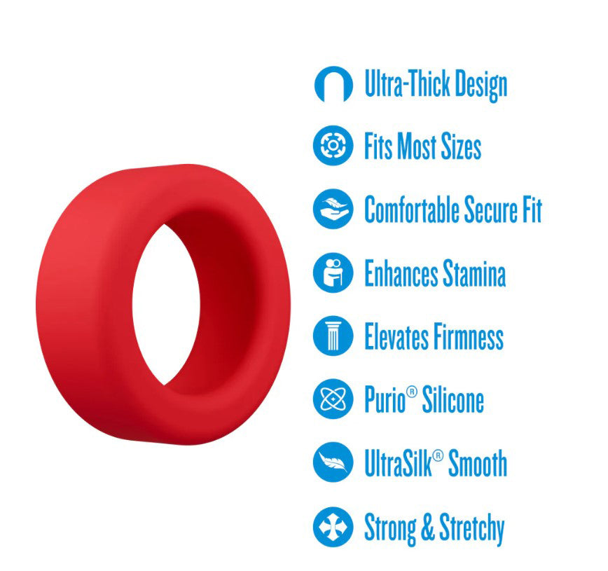 Blush Performance Plus Pursuit Cock Ring – Platinum-Cured Liquid Silicone, Red