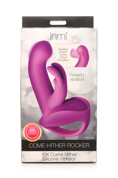 XR Brands Come Hither Rocket Silicone Vibrator - Purple - G-Spot and Clitoral Stimulation