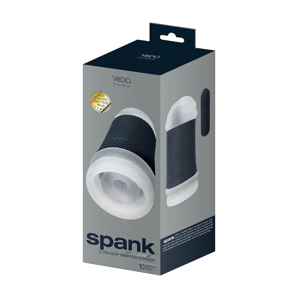 VeDO Spank Rechargeable Ultra-Grip Vibrating Stroker – Clear