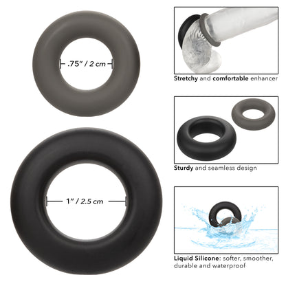 Alpha Liquid Silicone Prolong Set of 2 - Black/Gray Intimate Enhancers