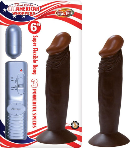 Nasstoys Afro American Whoppers 6 Inch Vibrating Dong with Bullet - Brown