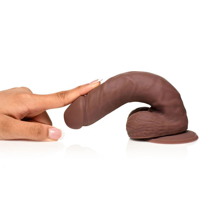 Curve Toys Easy Riders 7" Silicone Dildo with Balls - Dark Brown