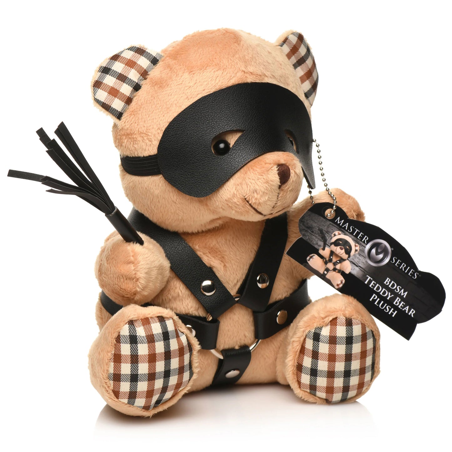 XR Brands BDSM Teddy Bear Plush with Faux Leather Harness – Light Peach