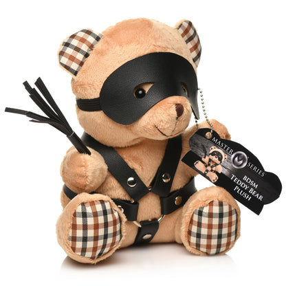 XR Brands BDSM Teddy Bear Plush with Faux Leather Harness – Light Peach