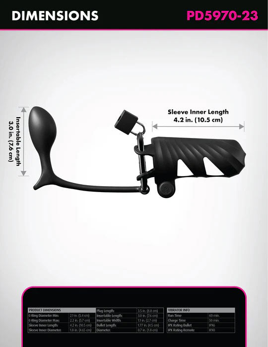 Fantasy C-Ringz Remote-Controlled Vibrating Cock Blocker with Ass-Gasm Plug – Black