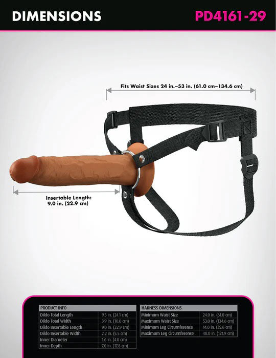 Pipedream Fantasy X-Tensions Elite 9" Silicone Hollow Strap-On - Brown