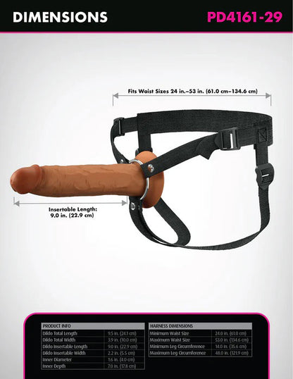 Pipedream Fantasy X-Tensions Elite 9" Silicone Hollow Strap-On - Brown