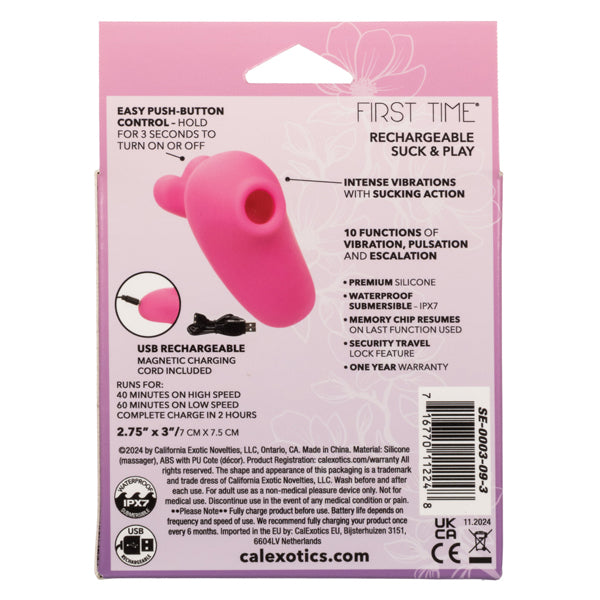 CalExotics First Time Rechargeable Suck and Play - Multi-Function Handheld Massager - Pink