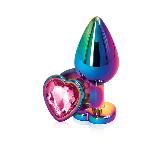 Rear Assets Multicolor Heart Medium Anal Toy - Pink