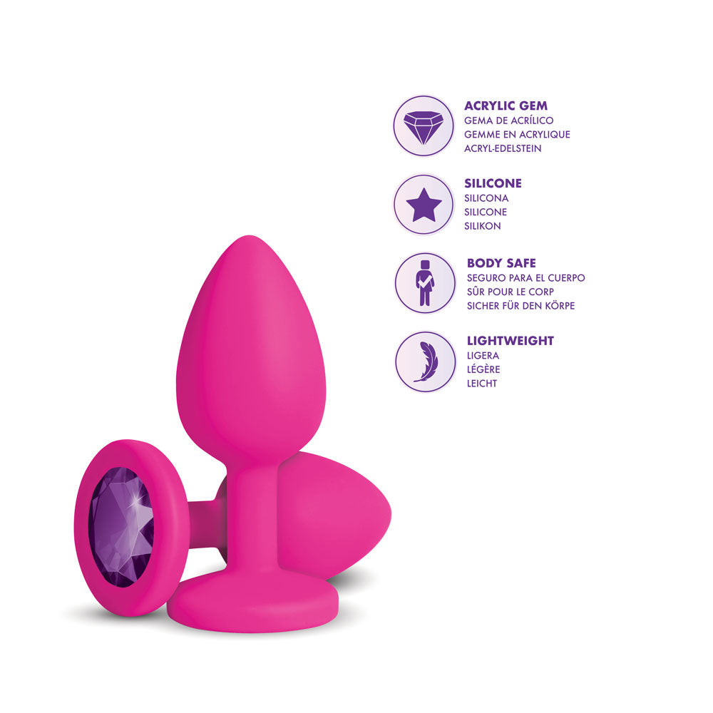 Cheeky Charms Gemma Purple Gem Pink Silicone Anal Plug – Small