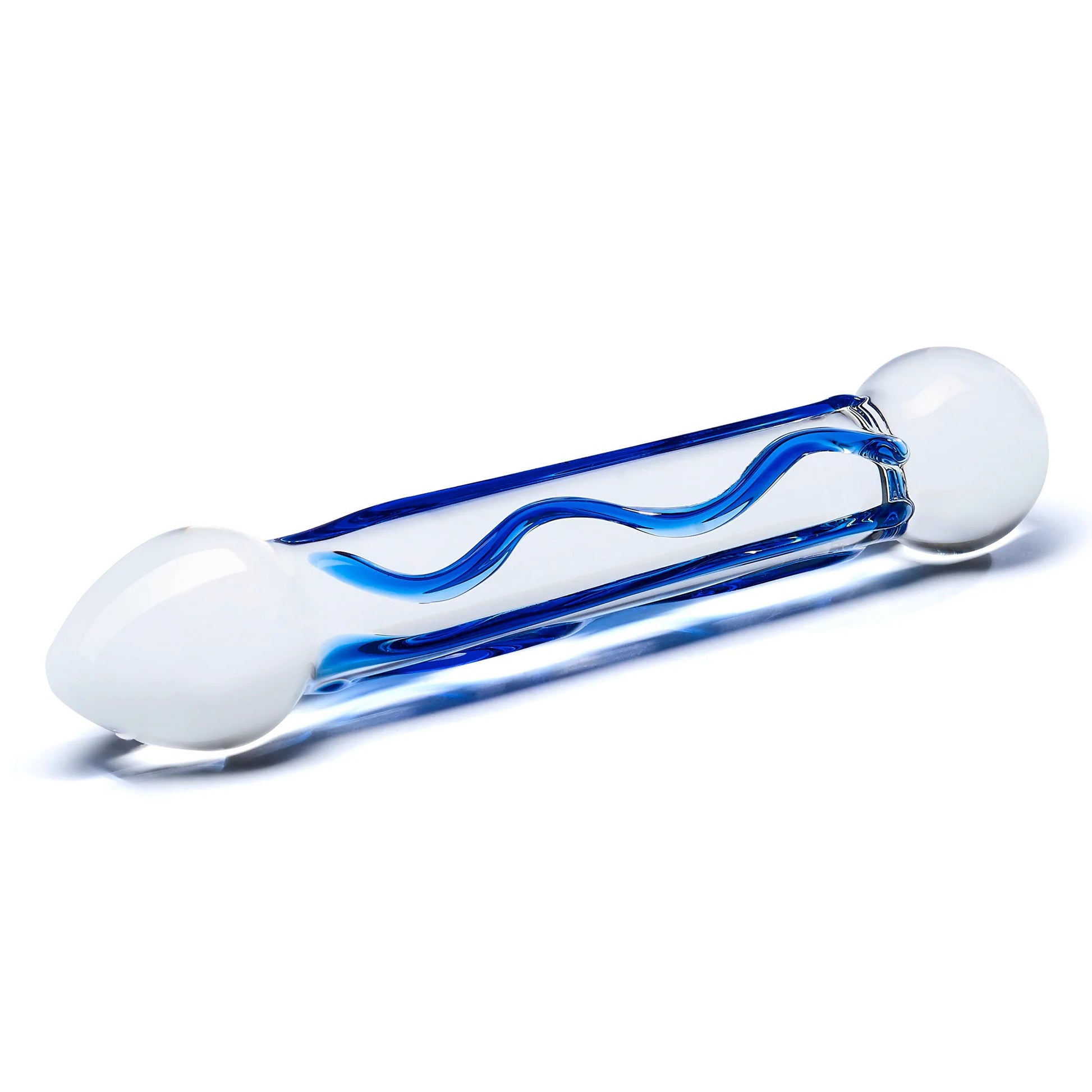 Electric Novelties 6.5 Inch Full Tip Textured Glass Dildo – Blue
