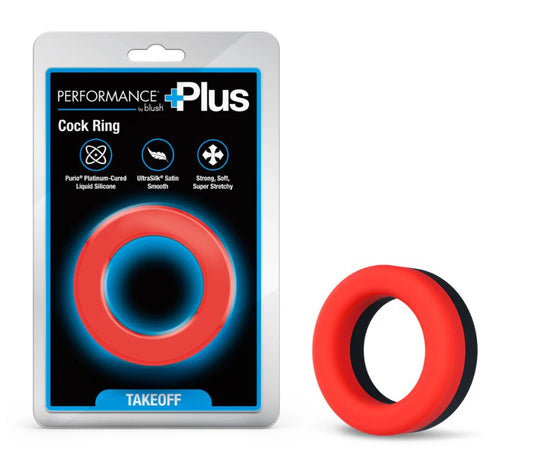 Blush Performance Plus Takeoff Platinum-Cured Liquid Silicone Cock Ring – Red/Black