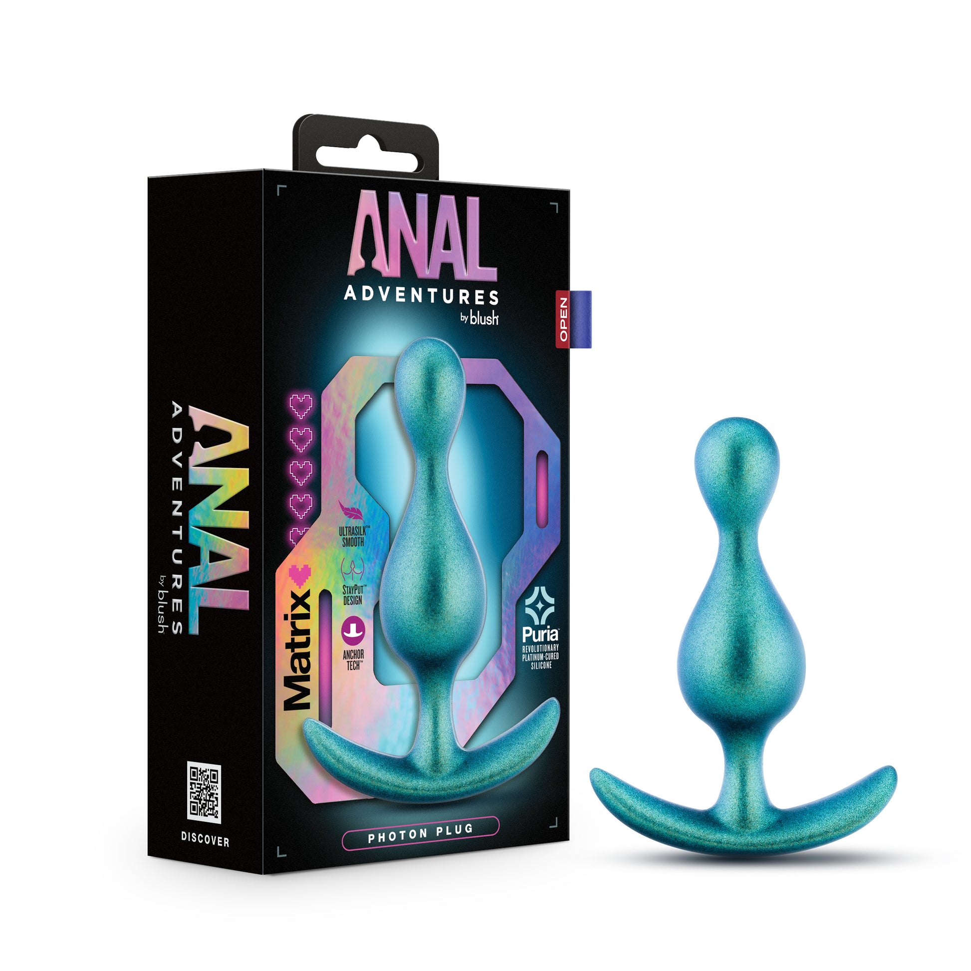 Blush Anal Adventures Matrix Photon Plug – Iridescent Teal – Wearable Anal Toy