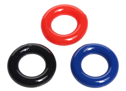 XR Brands Stretchy Cock Ring Set – Multi-Color – 3 Pack