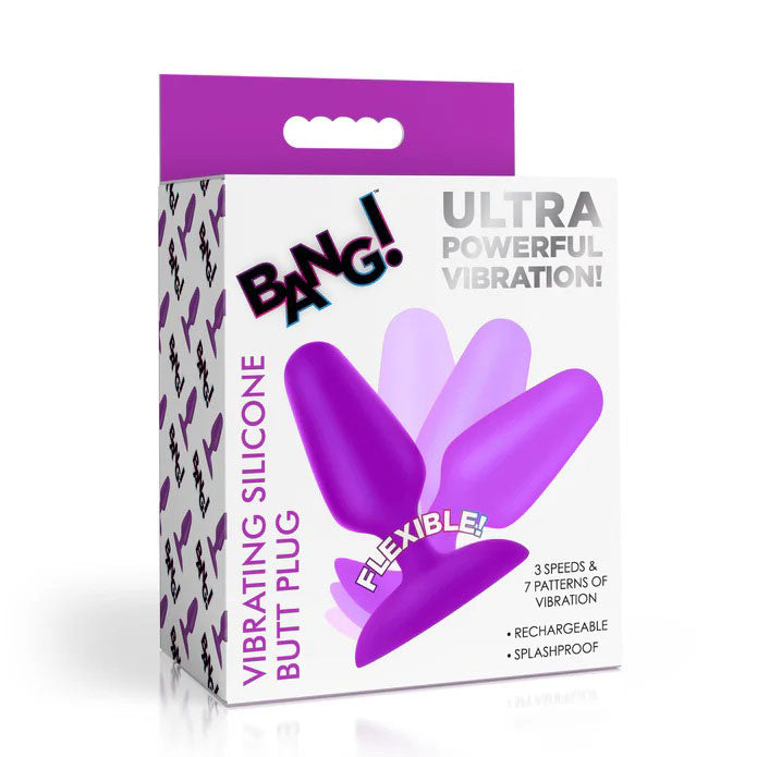 XR Brands Flexible Vibrating Silicone Butt Plug - 3 Speeds 7 Patterns - Purple
