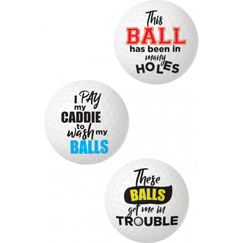 Hott Products Balls Deep Funny Slogan Golf Balls – Assorted Sayings – White