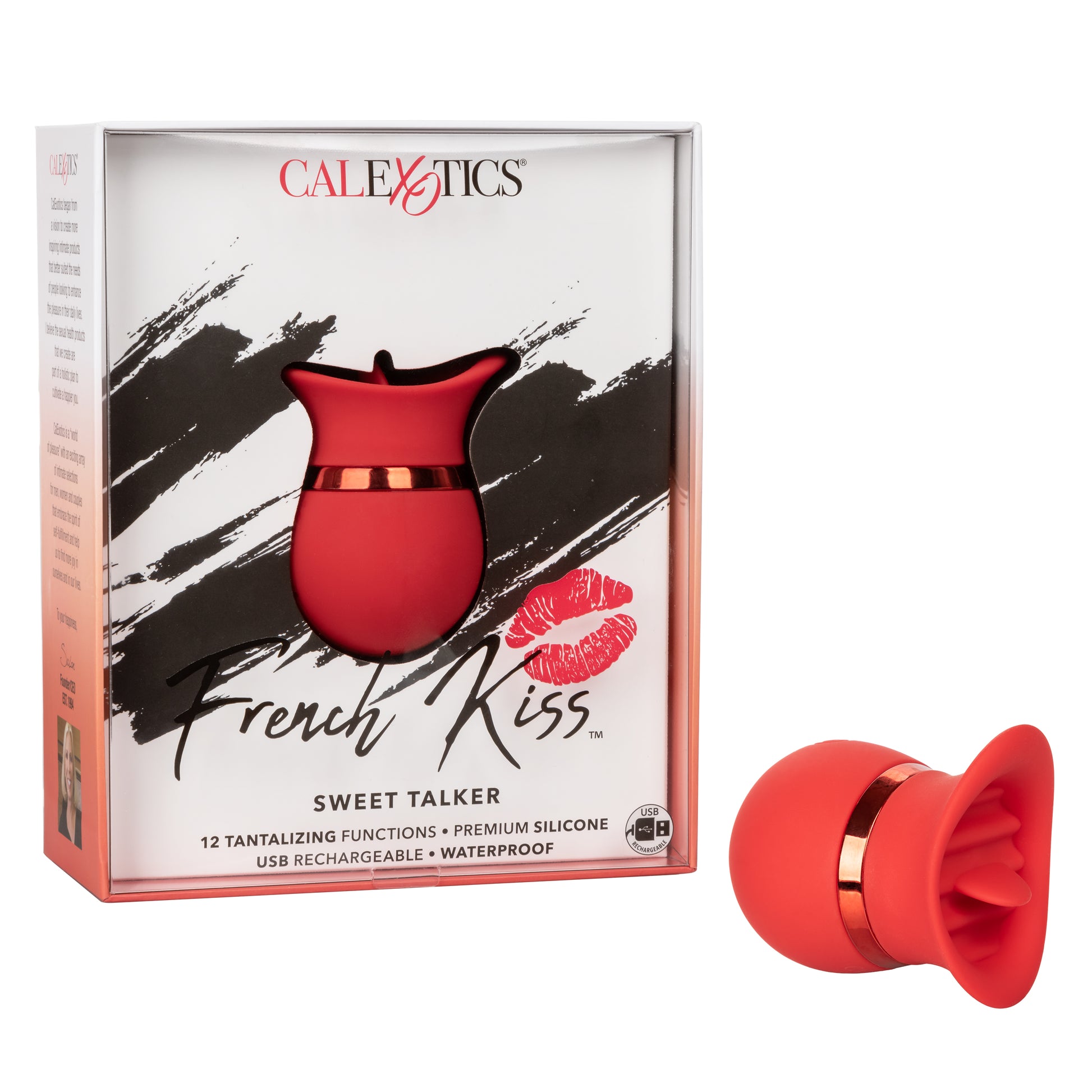 CalExotics French Kiss Sweet Talker Mini Massager with 12 Functions - Red