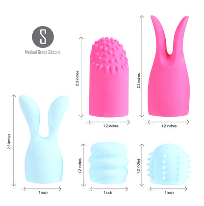 Maia Novelties Quinn 5 Piece Silicone Attachments – Pink/Blue