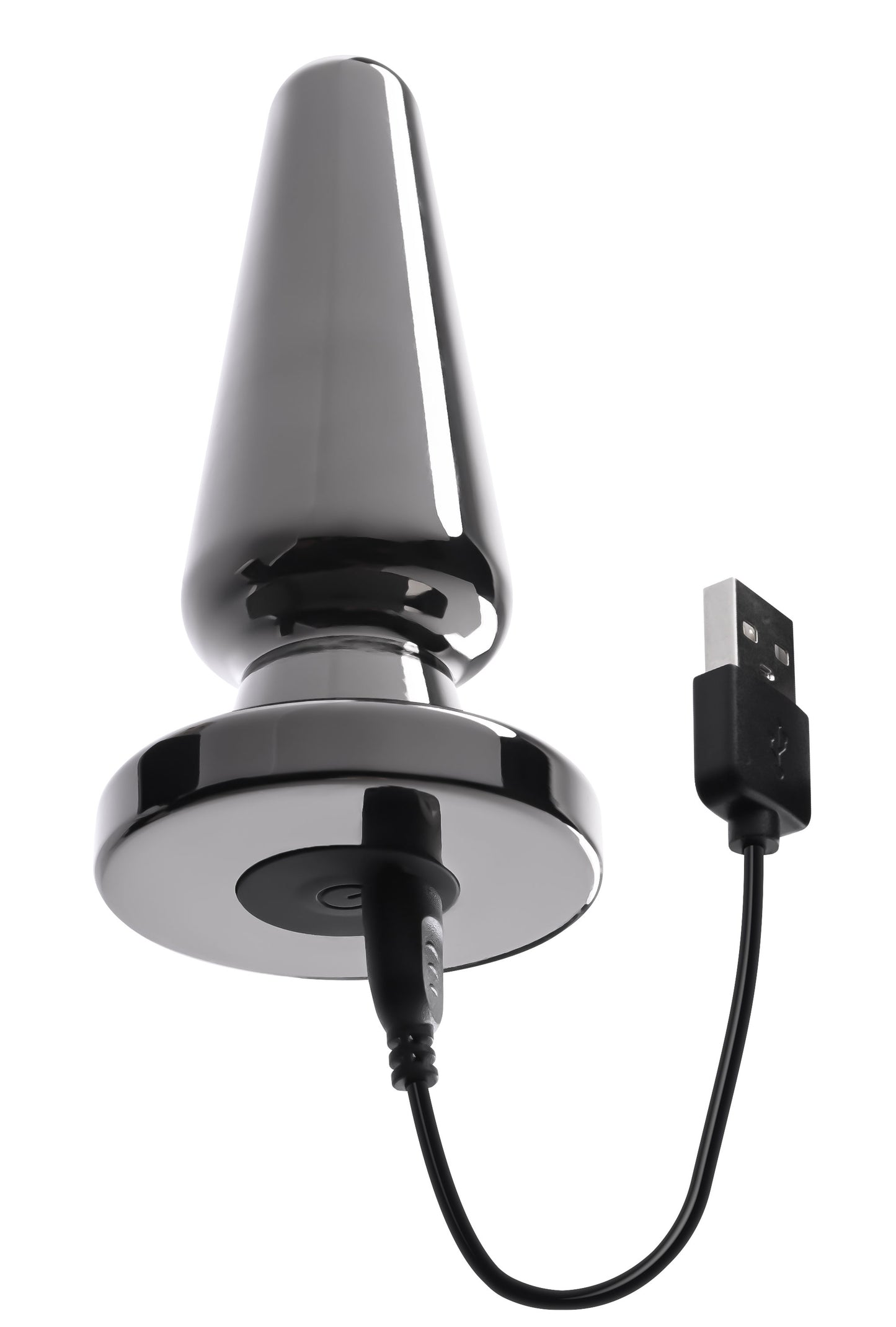 Evolved Novelties Advanced Metal Plug – Vibrating Plug with Suction Cup – Black Chrome