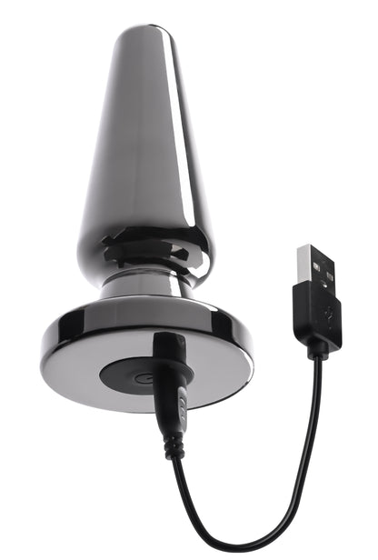 Evolved Novelties Advanced Metal Plug – Vibrating Plug with Suction Cup – Black Chrome