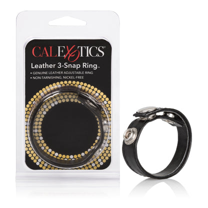 CalExotics Adjustable Leather Black 3-Snap Ring