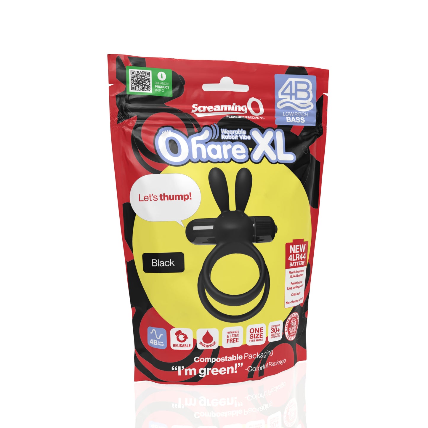 Screaming O 4B Ohare XL Vibrating Rabbit Ring – Black