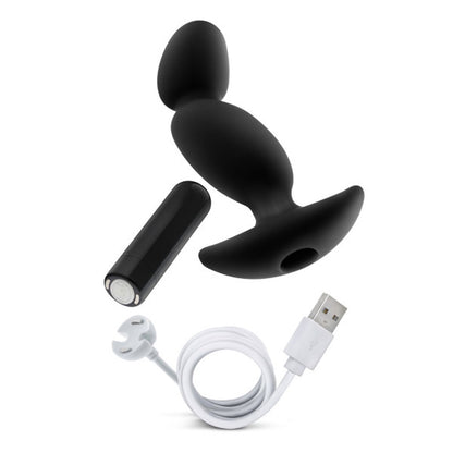 Anal Adventures Platinum Silicone Vibrating Prostate Massager - Curved for Prostate Stimulation - Black