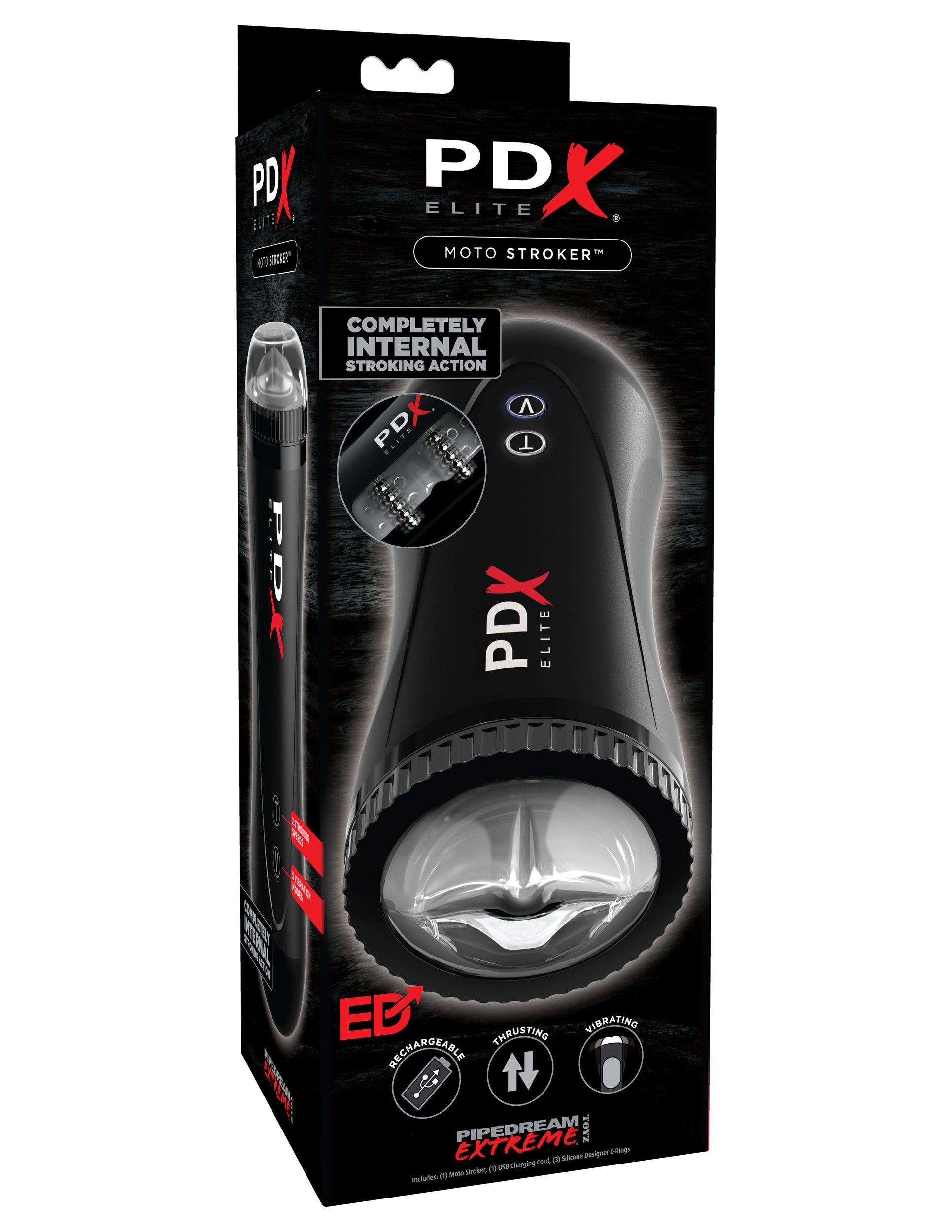 Pipedream Moto Stroker Automatic Thrusting and Vibrating Stroker – Black