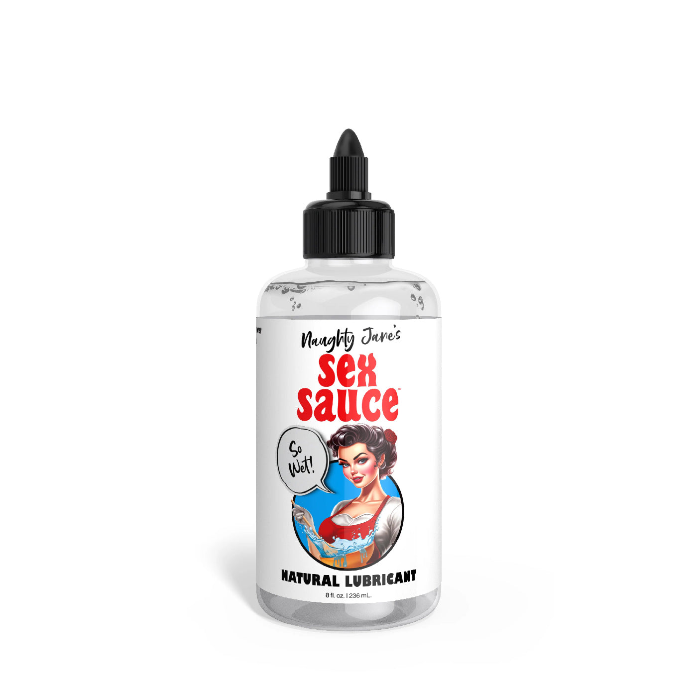 Naughty Jane's Sex Sauce Natural Lubricant 8oz – Water-Based, Glycerin-Free, Body Safe