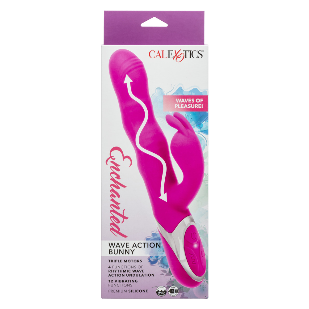 CalExotics Enchanted Wave Action Bunny - Pink - Dual Massager with Triple Motors