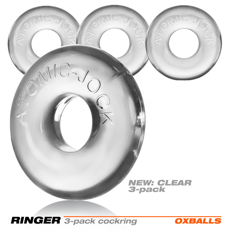 Oxballs Ringer 3-Pack Do-Nut-1 Cockrings – Clear