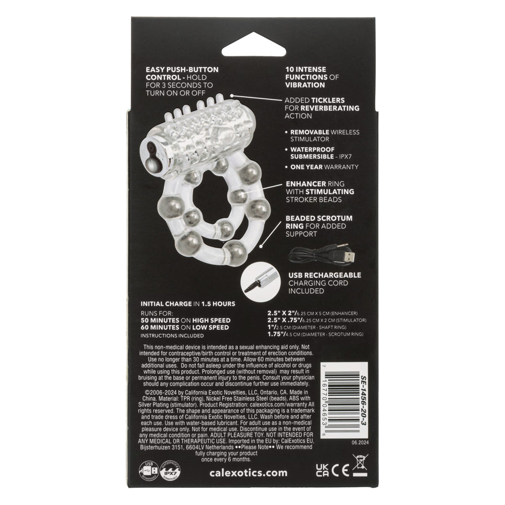 CalExotics Maximus Enhancement Ring with Stroker Beads – Clear