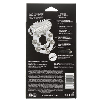 CalExotics Maximus Enhancement Ring with Stroker Beads – Clear