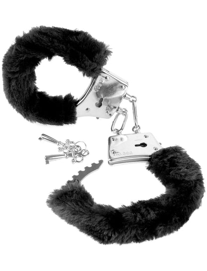 Pipedream Beginner's Furry Cuffs - Black - Comfortable Restraints