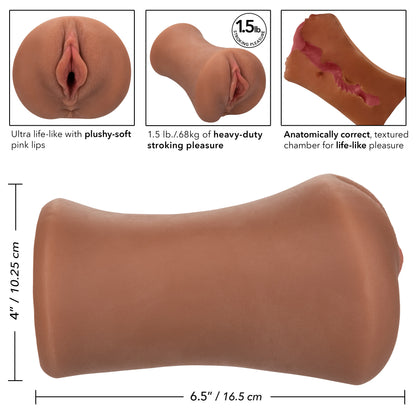 CalExotics Stroke It Juicy Pussy Stroker Sleeve – Brown