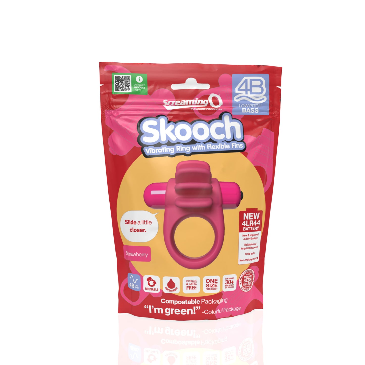 Screaming O 4B Skooch Vibrating Cock Ring – Red