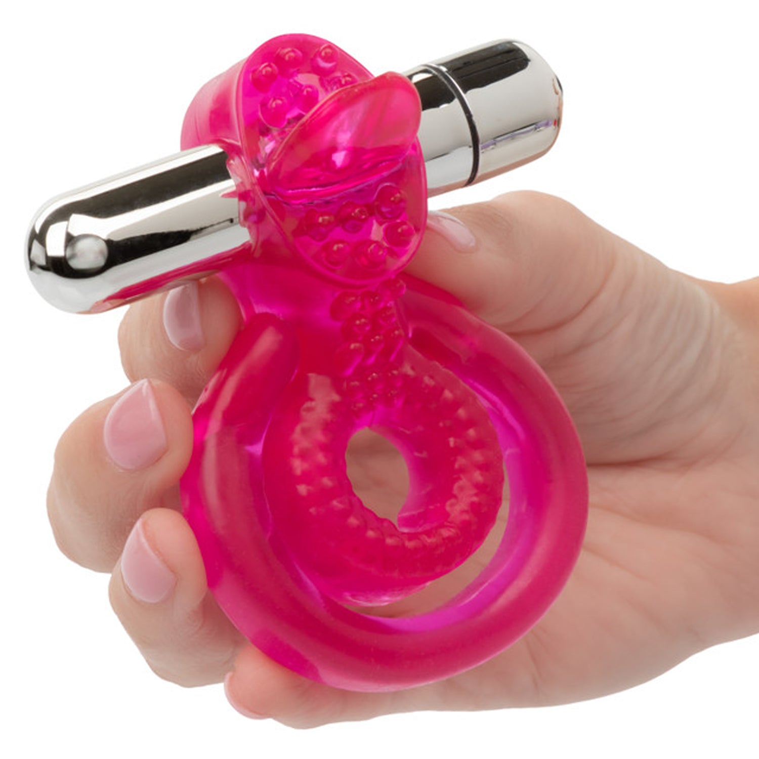 CalExotics Dual Clit Flicker Vibrating Ring with Removable Stimulator – Pink