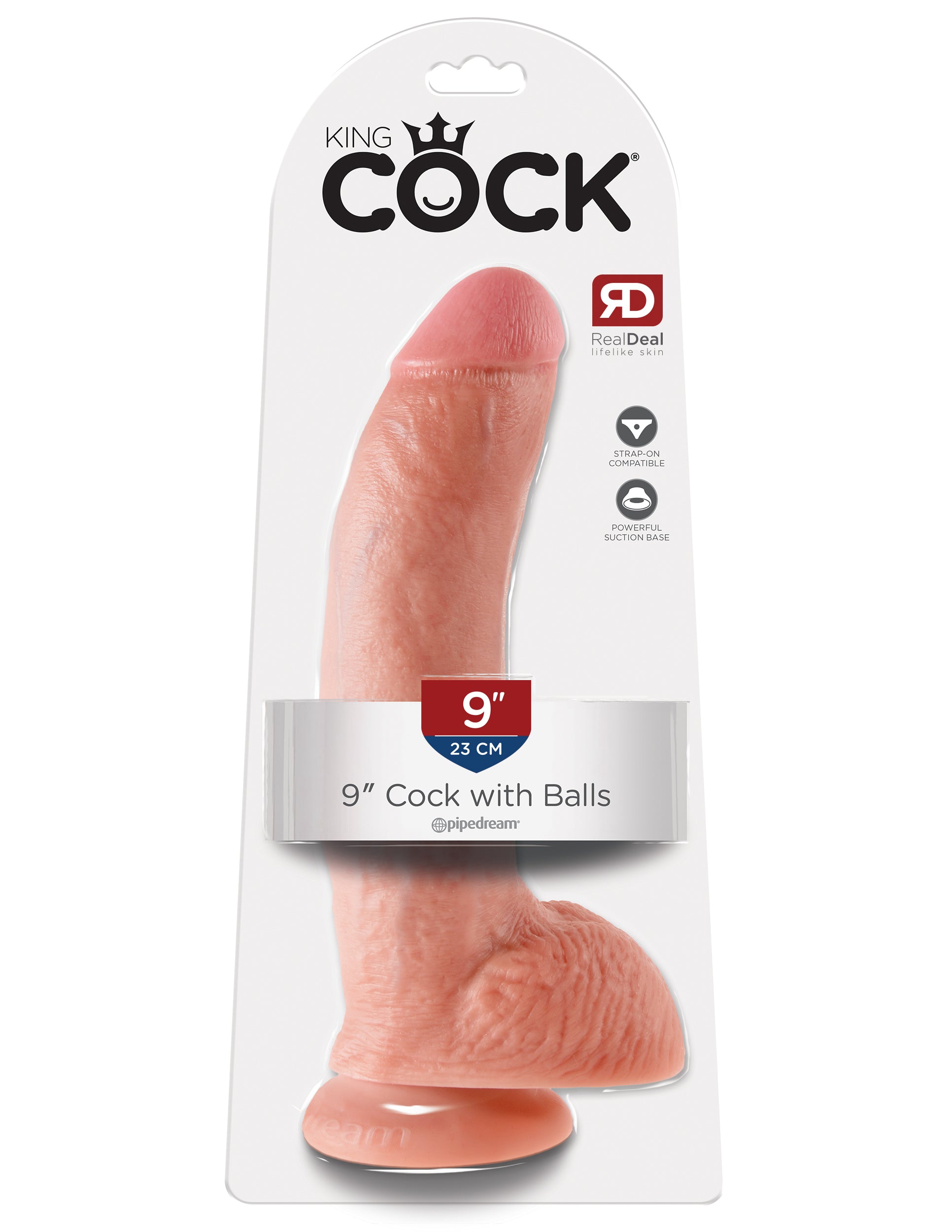 King Cock 9-Inch Cock With Balls - Realistic Dildo - Flesh
